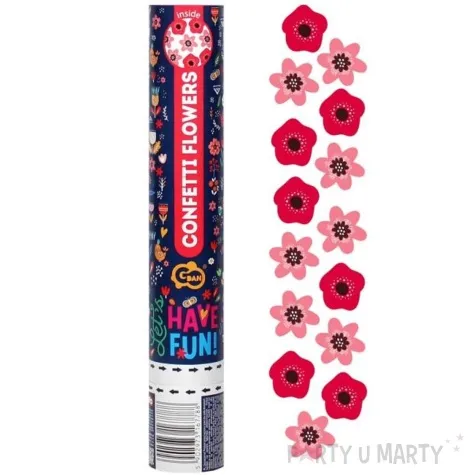 tuba strzelajaca konfetti kwiaty czerwony godan 30 cm