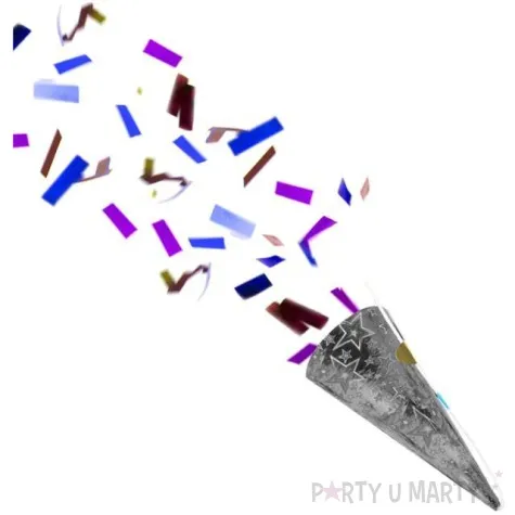 tuba strzelajaca konfetti mini rozek srebrny mix folat 4 szt