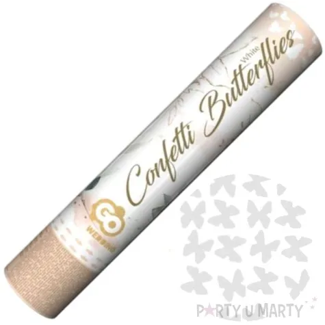 tuba strzelajaca konfetti motylki bialy godan 30 cm