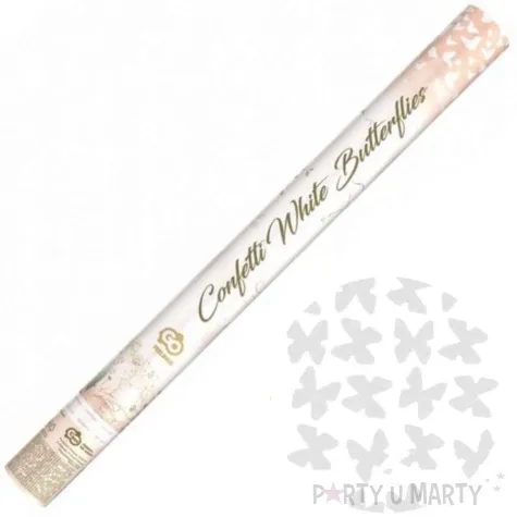 tuba strzelajaca konfetti motylki bialy godan 60 cm