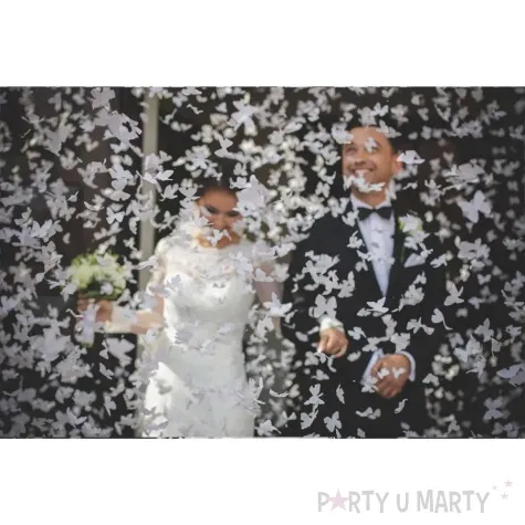 tuba strzelajaca konfetti motylki bialy partydeco 60 cm