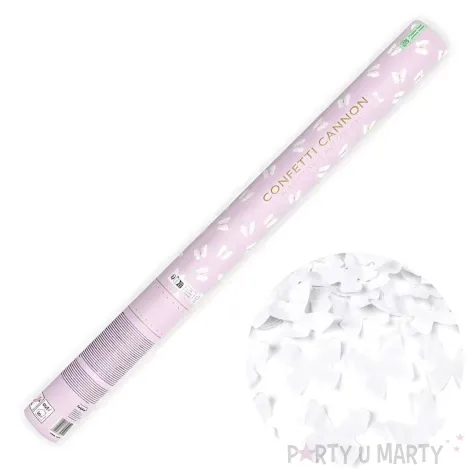 tuba strzelajaca konfetti motylki bialy partydeco 60 cm