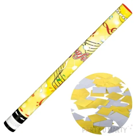 tuba strzelajaca konfetti paski srebrno zloty triplex 60 cm