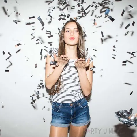 tuba strzelajaca konfetti paski srebrny godan 20 cm