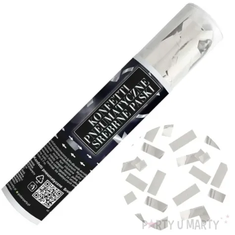 tuba strzelajaca konfetti paski srebrny godan 20 cm