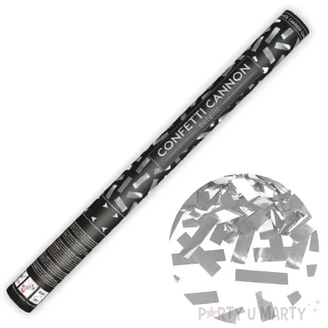 tuba strzelajaca konfetti paski srebrny partydeco 60 cm