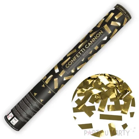 tuba strzelajaca konfetti paski zlote partydeco 40 cm