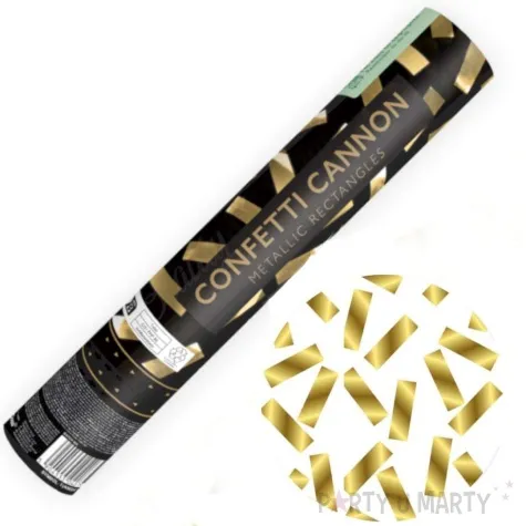 tuba strzelajaca konfetti paski zloty partydeco 28 cm