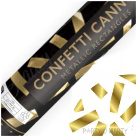 tuba strzelajaca konfetti paski zloty partydeco 28 cm