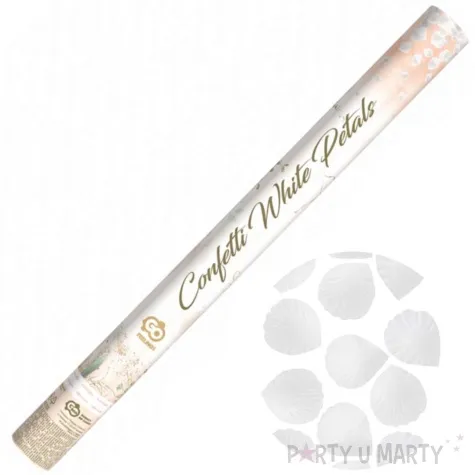 tuba strzelajaca konfetti platki roz bialy godan 60 cm