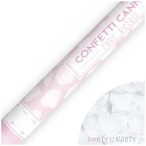 tuba strzelajaca konfetti platki roz bialy partydeco 60 cm