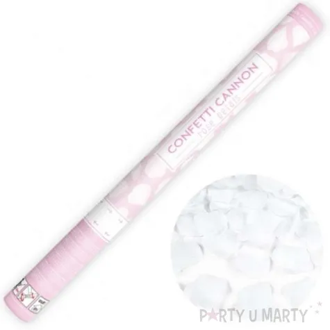 tuba strzelajaca konfetti platki roz bialy partydeco 60 cm