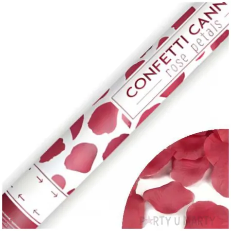 tuba strzelajaca konfetti platki roz bordowy partydeco 60 cm