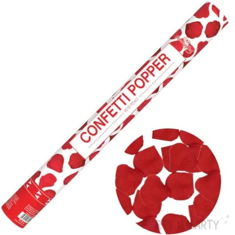 tuba strzelajaca konfetti platki roz czerwony partypal 60 cm