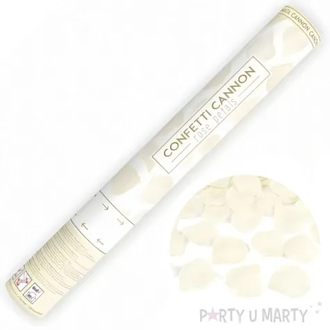 tuba strzelajaca konfetti platki roz kremowy partydeco 40 cm