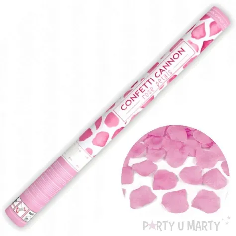 tuba strzelajaca konfetti platki roz rozowy partydeco 60 cm