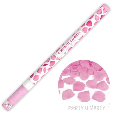 tuba strzelajaca konfetti platki roz rozowy partydeco 80 cm