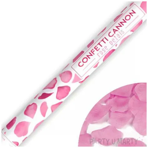 tuba strzelajaca konfetti platki roz rozowy partydeco 80 cm