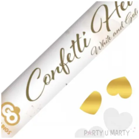 tuba strzelajaca konfetti serca bialo zloty godan 40 cm