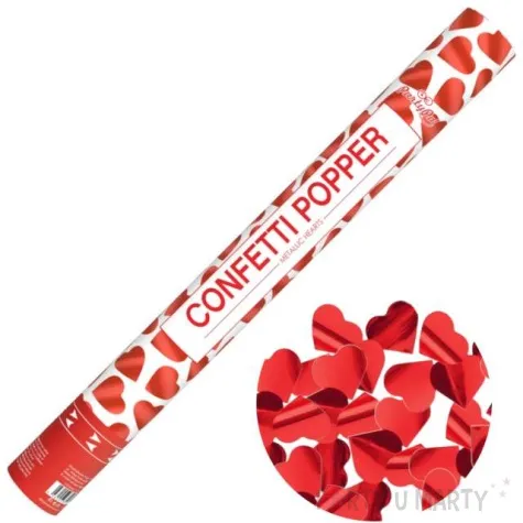 tuba strzelajaca konfetti serca czerwone partypal 60 cm