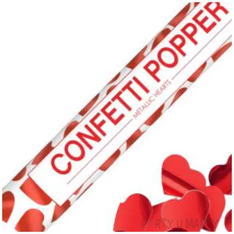 tuba strzelajaca konfetti serca czerwone partypal 60 cm