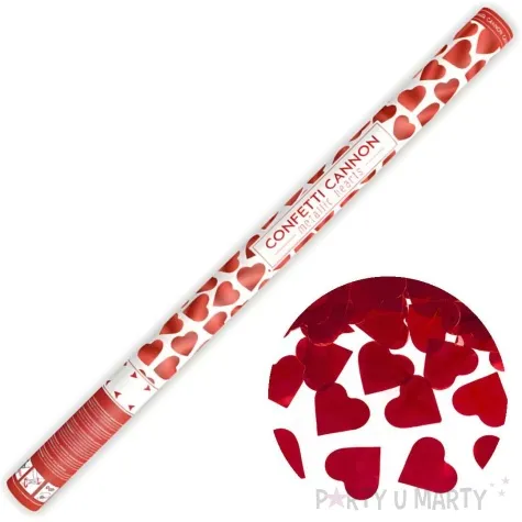 tuba strzelajaca konfetti serca czerwony partydeco 80 cm