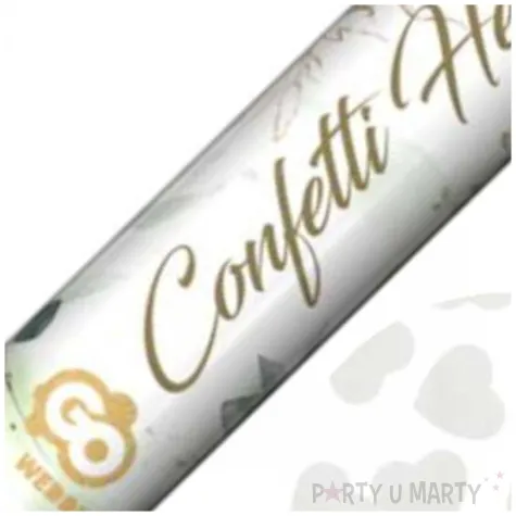 tuba strzelajaca konfetti serduszka biale godan 30 cm