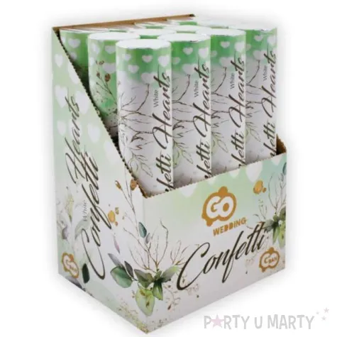 tuba strzelajaca konfetti serduszka biale godan 30 cm