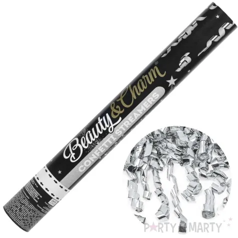 tuba strzelajaca konfetti serpentyny srebrny godan 40 cm