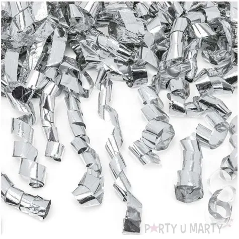 tuba strzelajaca konfetti serpentyny srebrny partydeco 60 cm