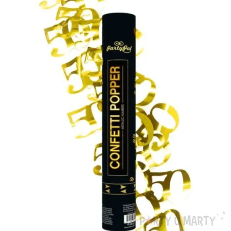tuba strzelajaca konfetti urodziny cyfra 50 zlote partypal 40 cm