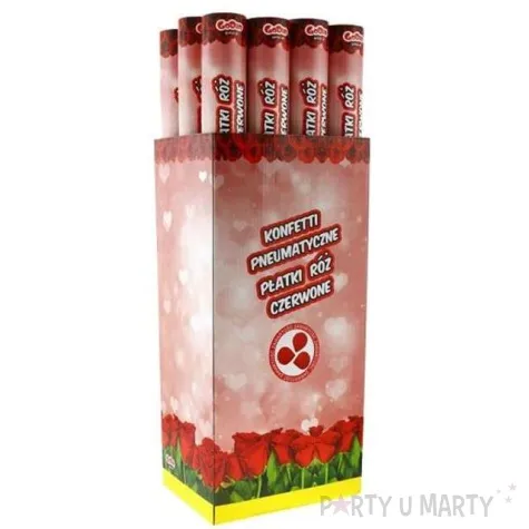tuba strzelajaca platki roz czerwone 60 cm