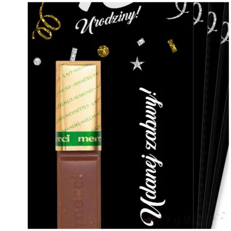 upominek dla gosci bileciki na czekoladki 18 urodziny glamour osiemnastka podziekowania 5 szt