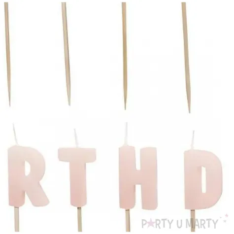 urodzinowe swieczki na tort napis happy birthday rozowe pastelowe 13 szt