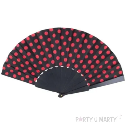 wachlarz kropki czarno czerwony materialowy funnyfashion