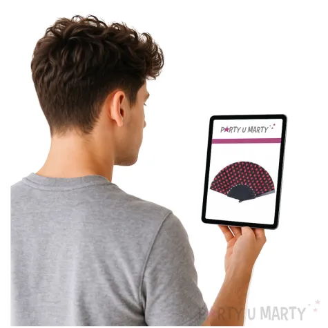 wachlarz kropki czarno czerwony materialowy funnyfashion