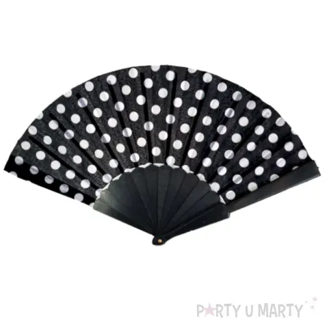 wachlarz kropki czarny materialowy funnyfashion