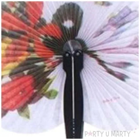 wachlarz papierowy kwiaty i ptak bialy 21 x 23 cm