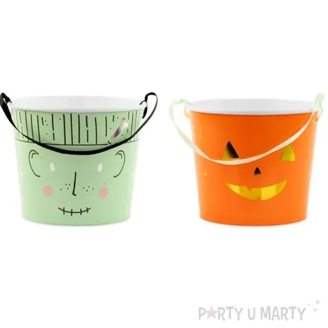 wiaderka na cukierki dynia i frankenstein halloween partydeco 13 5 cm