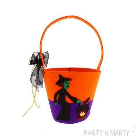wiaderko na cukierki czarownica filcowe