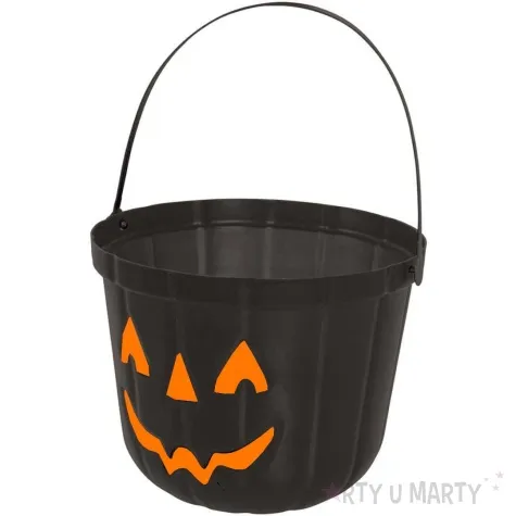 wiaderko na cukierki dynia halloween czarny guirca 30 cm