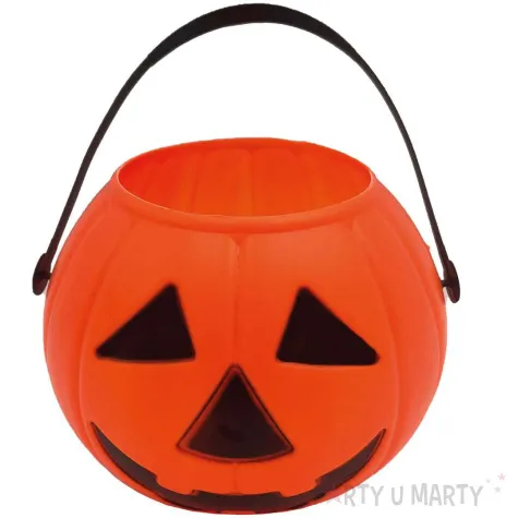 wiaderko na cukierki dynia z usmiechem pomaranczowe guirca 15 cm