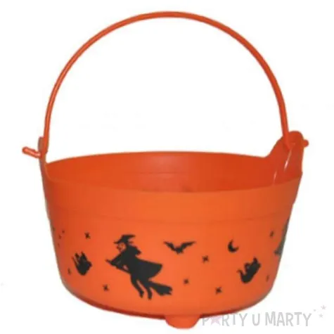 wiaderko na cukierki halloween pomaranczowe