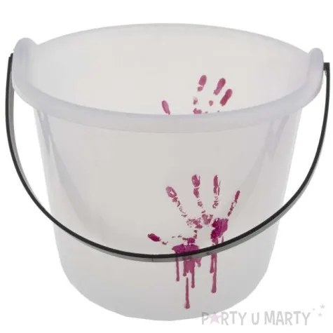 wiaderko na cukierki krwawe ociski swiecace biale 13 cm