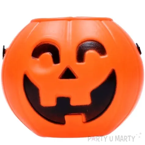 wiaderko na cukierki mini dynia z usmiechem pomaranczowy guirca 9 cm