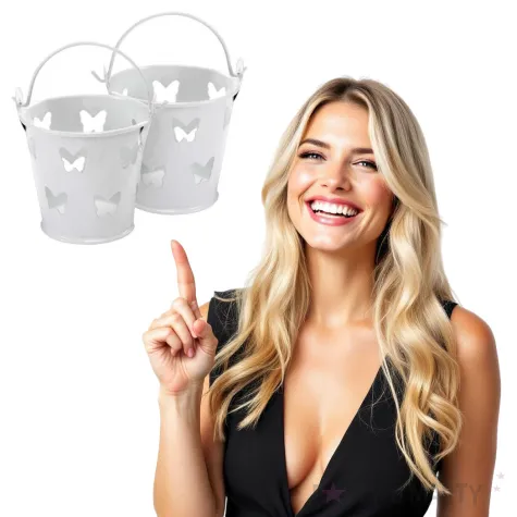 wiaderko na upominki elegant butterfly biale godan 2 szt