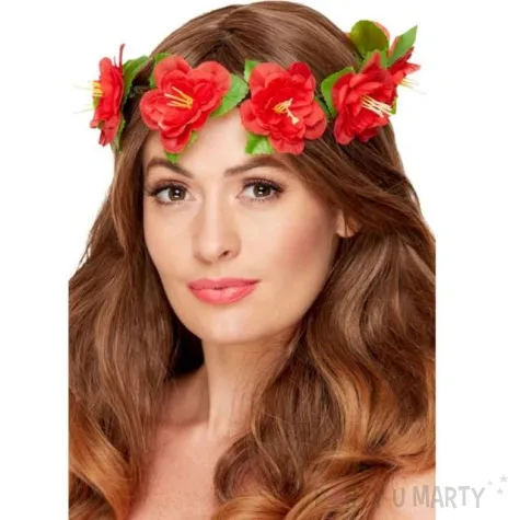 wianek hawajska korona czerwono zielony smiffys