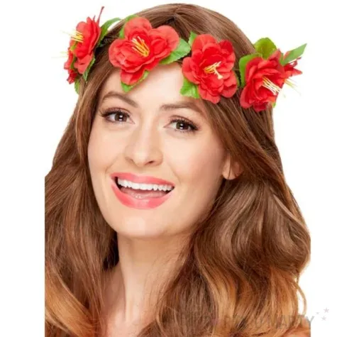 wianek hawajska korona czerwono zielony smiffys