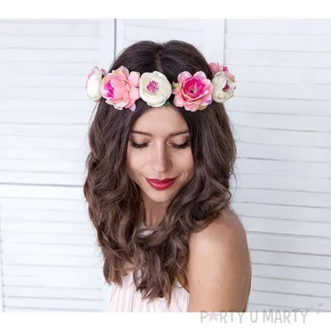 wianek roze rozowo bialy partydeco 17 cm