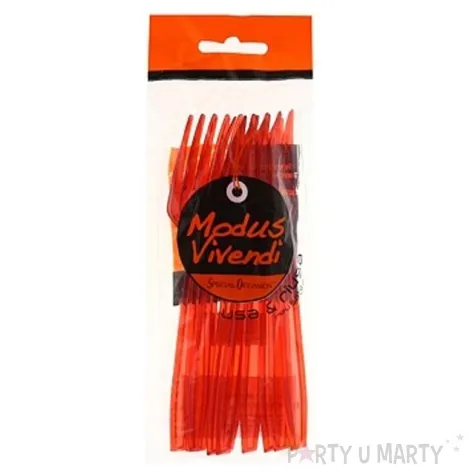 widelce czerwone transparentne 15 cm 10 szt